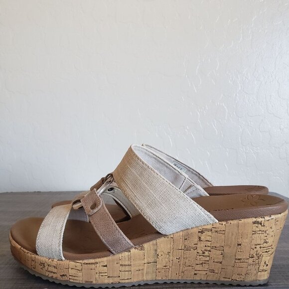 Skechers Beverlee Sail Away Slip-On Canvas Wedge Sandals Natural Size Women's 10 - Picture 4 of 11